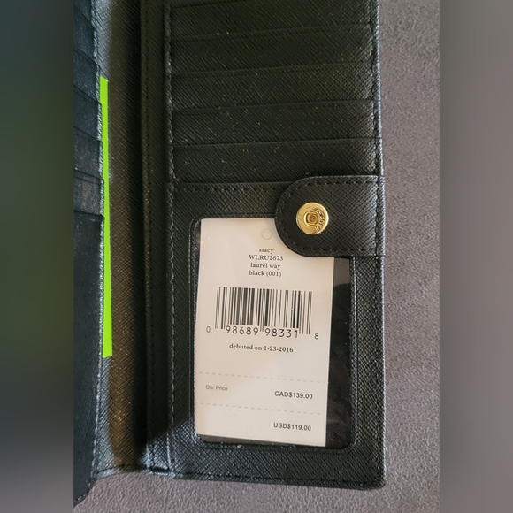 NEW Kate Spade Stacy Black Bifold Wallet - Picture 7 of 7
